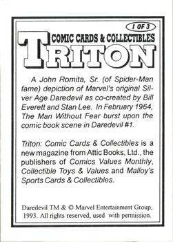 1993 Triton Comics & Cards Daredevil Promos #1 John Romita, Sr. Back