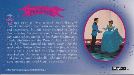 1995 SkyBox Cinderella Limited Edition #1 Once upon a time, a kind, beautiful girl named Back