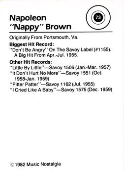 1982 Music Nostalgia Rock Greats Series 1 and 2 #73 Nappy Brown Back