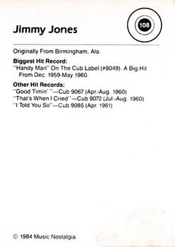 1984 Music Nostalgia Rock Greats Series 3 #108 Jimmy Jones Back
