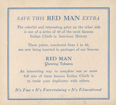 1954 Red Man American Indian Chiefs (T129) #6 Noon Day Back