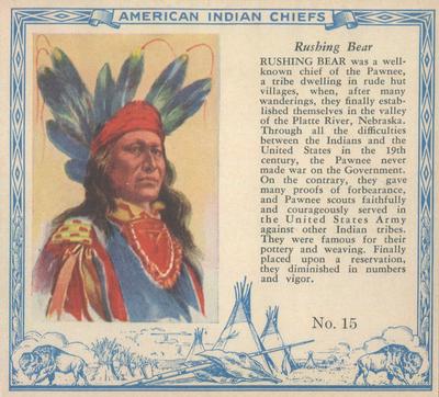 1954 Red Man American Indian Chiefs (T129) #15 Rushing Bear Front