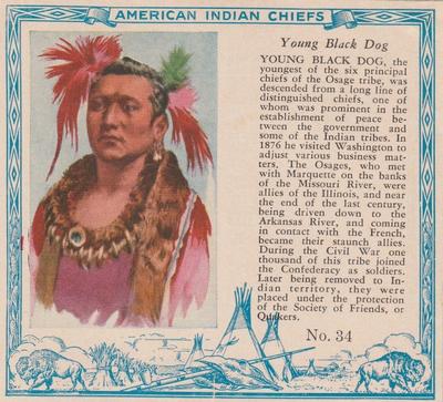1954 Red Man American Indian Chiefs (T129) #34 Young Black Dog Front