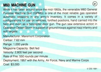 1991 DSI Desert Storm Weapons & Specifications #41 M60 Machine Gun Back