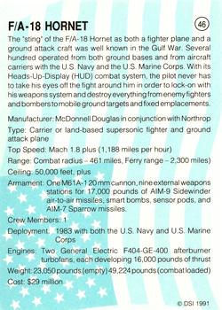 1991 DSI Desert Storm Weapons & Specifications #46 F/A-18 Hornet Back