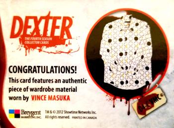 2012 Breygent Dexter Season 4 - Costume #VMC Vince Masuka Back