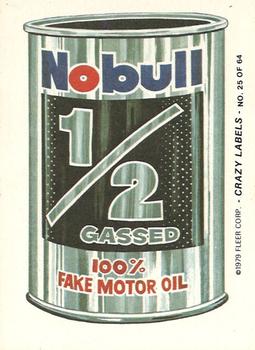 1979 Fleer Crazy Labels #7 Bullseye Green Beans Back