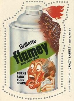 1979 Fleer Crazy Labels #12 Grillette Flamey Front