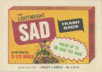 1979 Fleer Crazy Labels #20 Smell Sham-Phew Back