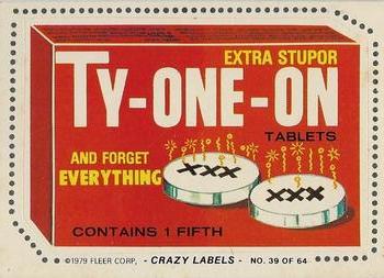 1979 Fleer Crazy Labels #39 Tye-One-On Tablets Front