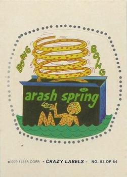 1979 Fleer Crazy Labels #53 Arash Spring Front