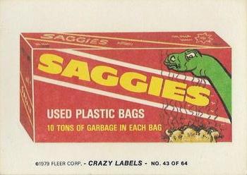 1979 Fleer Crazy Labels #54 Kracked Barrel Back