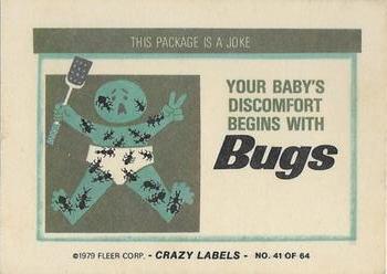 1979 Fleer Crazy Labels #56 Max-Smell House Back
