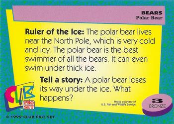 1992 Club Pro Set Bears #3 Polar Bear Back