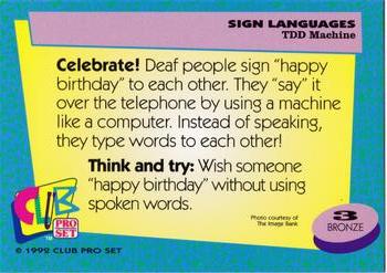 1992 Club Pro Set Sign Languages #3 TUD Machine Back