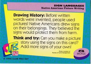 1992 Club Pro Set Sign Languages #8 North American Picture Writing Back