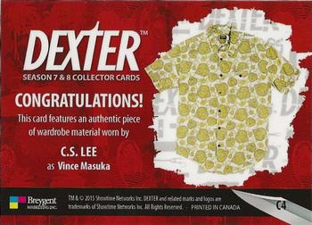 2016 Breygent Dexter Season 7 & 8 - Costume #C4 C.S. Lee as Vince Masuka Back