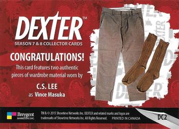 2016 Breygent Dexter Season 7 & 8 - Dual Costume #DC2 C.S. Lee as Vince Masuka Back