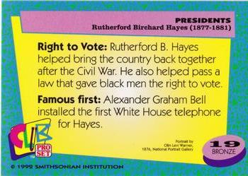 1992 Smithsonian Institute Presidents #19 Rutherford B. Hayes Back