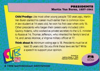 1992 Smithsonian Institute Presidents - Gold #8 Martin Van Buren Back