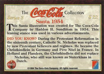 1994 Collect-A-Card Coca-Cola Collection Series 3 - Santa #S22 Santa 1954 Back