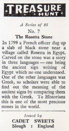 1964 Cadet Sweets Treasure Hunt #7 The Rosetta Stone Back