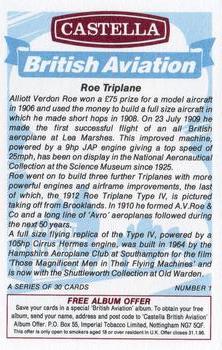1994 Castella British Aviation #1 Roe Triplane Back