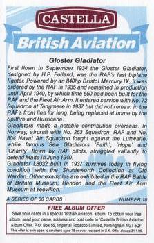 1994 Castella British Aviation #10 Gloster Gladiator Back