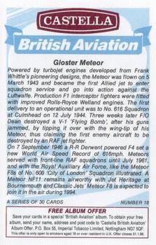 1994 Castella British Aviation #18 Gloster Meteor Back