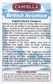 1994 Castella British Aviation #19 English Electric Canberra Back