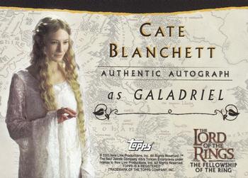 2001 Topps Lord of the Rings: The Fellowship of the Ring - Autographs #NNO Cate Blanchett Back