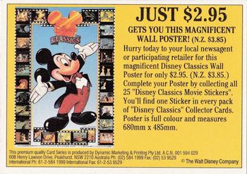 1993 Dynamic Disney Classics - Movie Poster Stickers #4 Winnie the Pooh Back