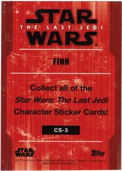 2018 Topps Star Wars The Last Jedi Series 2 - Character Stickers #CS-3 Finn Back