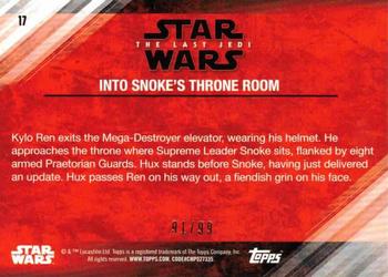 2018 Topps Star Wars The Last Jedi Series 2 - Bronze #17 Into Snoke's Throne Room Back