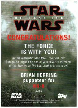 2018 Topps Star Wars The Last Jedi Series 2 - Autographs Silver #NNO Brian Herring Back