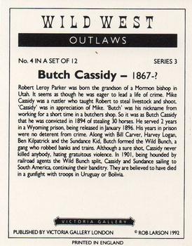 1992 Victoria Gallery Wild West Outlaws #4 Butch Cassidy Back