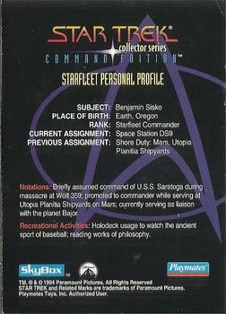 1994 SkyBox Playmates Star Trek Collector's Series Command Edition #NNO Captain Benjamin Sisko Back