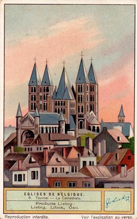 1930 Liebig Eglises De Belgique (Belgian Churches) (French Text)  (F1234, S1235) #6 Tournai - La Cathedrale Front