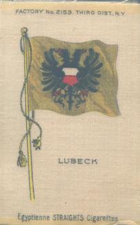 1910 American Tobacco Company National Flags Silks (S33) - Egyptienne Straights Cigarettes (Factory 2153) #NNO Lubeck Front