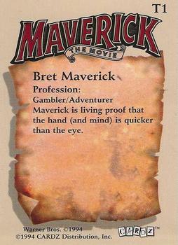 1994 Cardz Maverick Movie - Tekchromes #T1 Bret Maverick Back