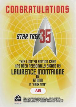 2001 Rittenhouse Star Trek 35th Anniversary HoloFEX - Autographs #A06 Lawrence Montaigne Back