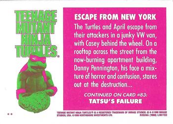 1990 Regina Teenage Mutant Ninja Turtles: The Movie #82 Escape from New York Back