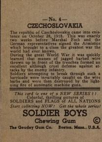 1934 Goudey Soldier Boys (R142) #4 Czechoslovakia Back