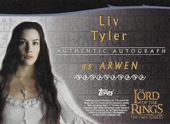 2002 Topps Lord of the Rings: The Two Towers - Autographs #NNO Liv Tyler Back