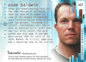 2002 Inkworks X-Files Season 8 - Autographs #A14 Adam Baldwin Back