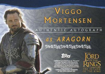 2003 Topps Lord of the Rings: The Return of the King - Autographs #NNO Viggo Mortensen Back