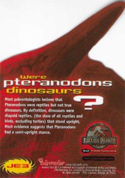 2001 Inkworks Jurassic Park III 3D - Jurassic Xtreme Die Cut #JE3 Were pteranodons dinosaurs? Back