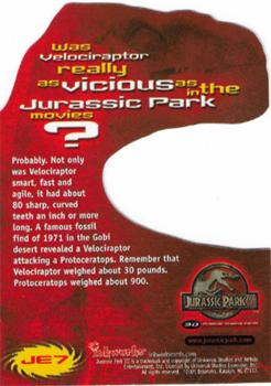 2001 Inkworks Jurassic Park III 3D - Jurassic Xtreme Die Cut #JE7 Velociraptor Back