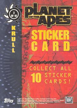 2001 Topps Planet of the Apes - Stickers #3 Krull Back