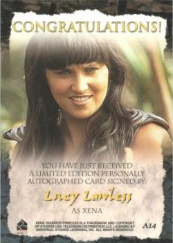 2001 Rittenhouse Xena Season 6 - Autographs #A14 Lucy Lawless Back